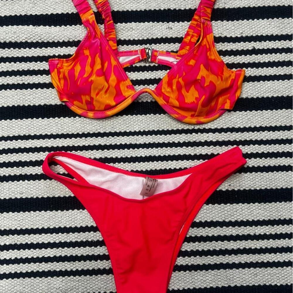 Red and orange bikini set
